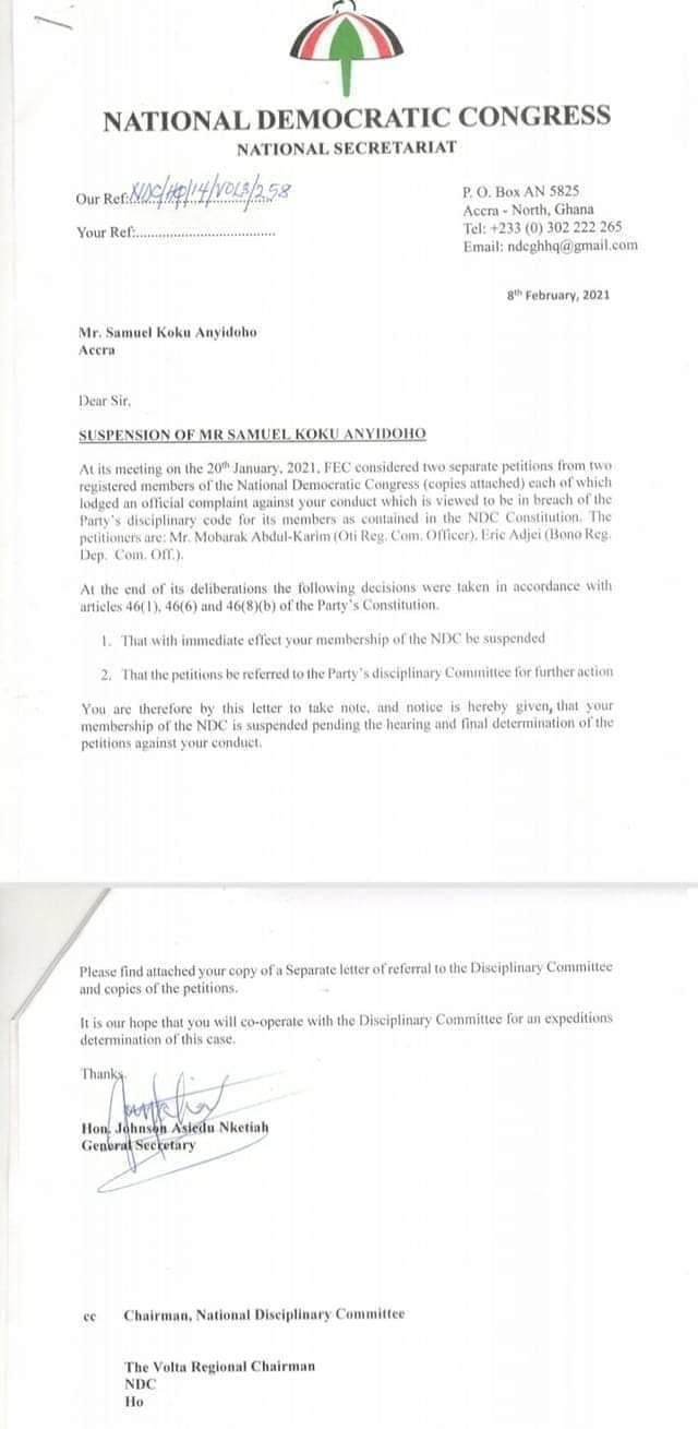 koku anyidoho suspended