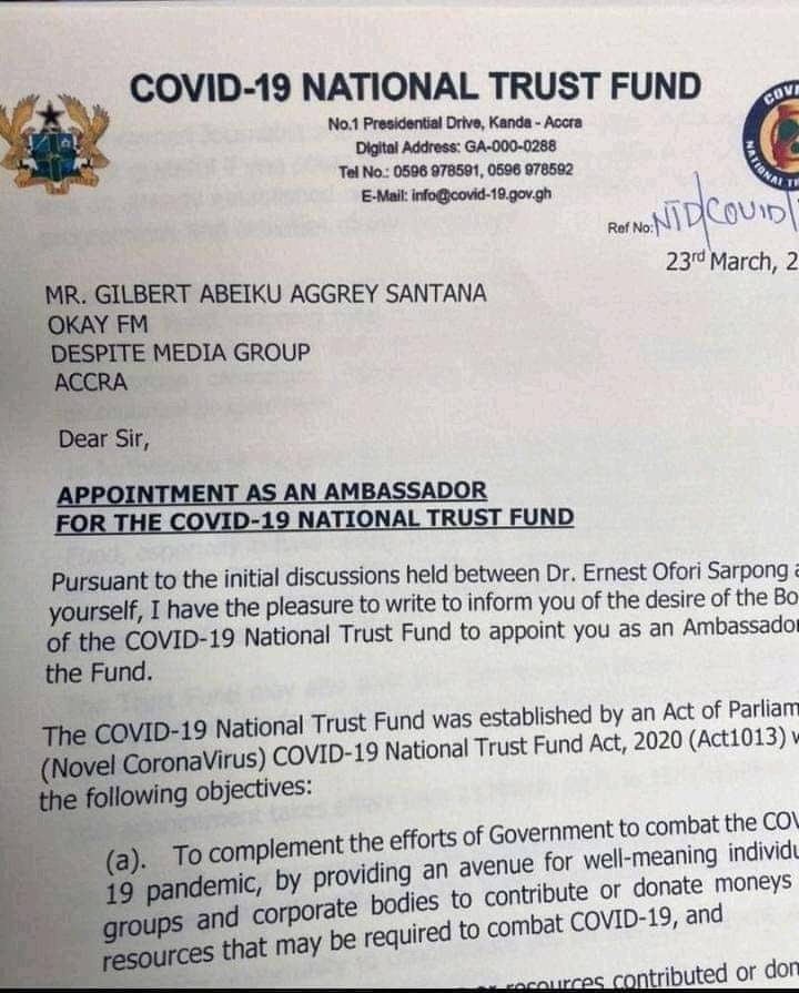 Covid-19 Trust Fund ambassador