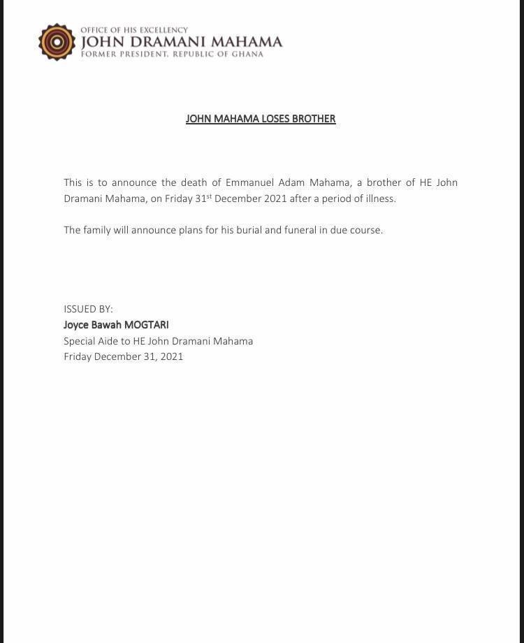Mahama brother passes on